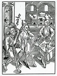 De la avaricia o prodigalidad, ilustración de la traducción al inglés de Alexander Barclay de 